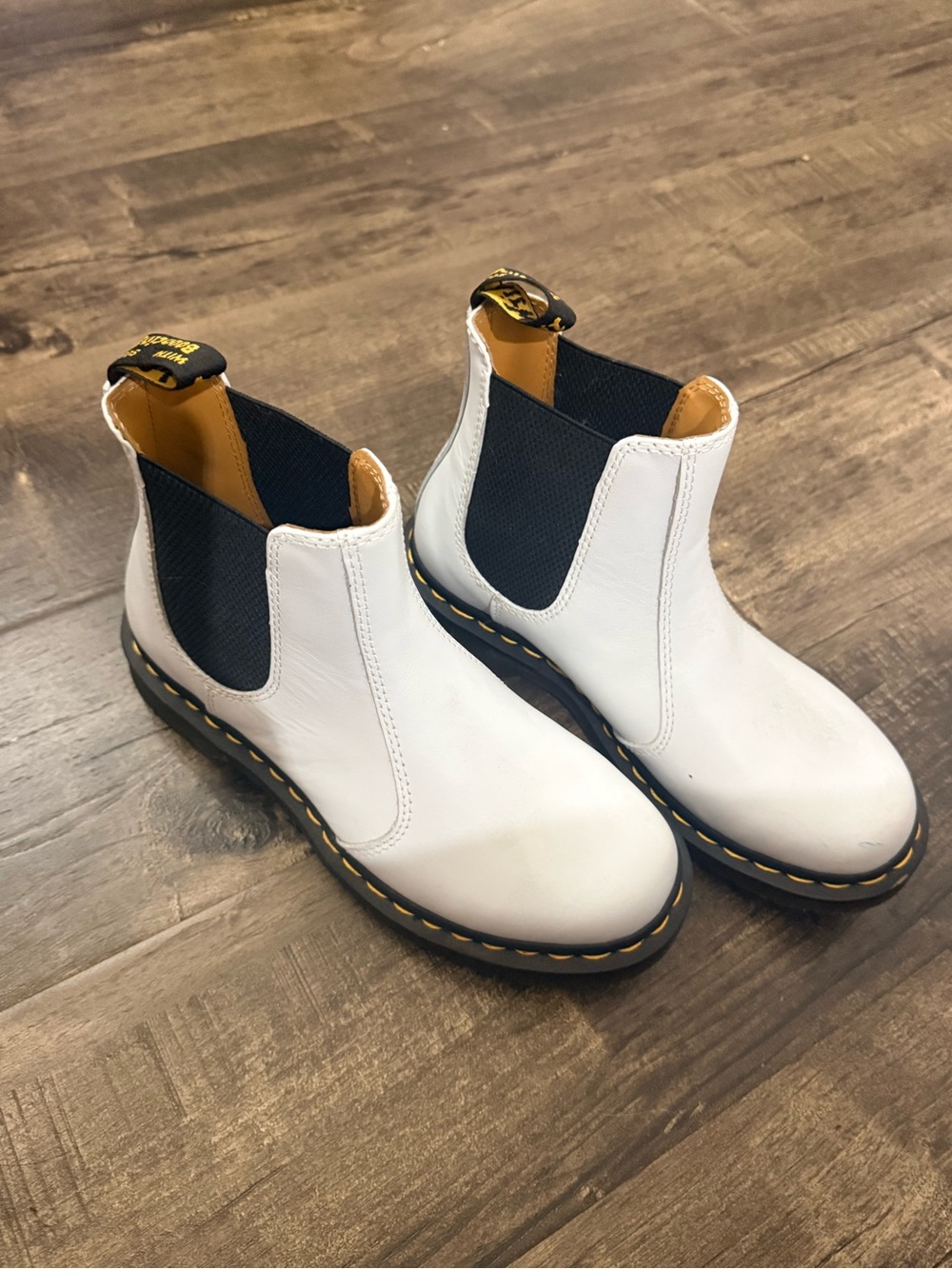 Dr. Martens Kids White Chelsea Boots with Black Elastic